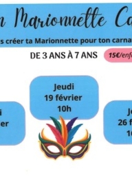 Atelier : Création marionnette de carnaval (enfants 3 ans - 7 ans)