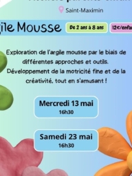Atelier parents-enfants  : Argile mousse (enfants 2 ans à 8 ans)