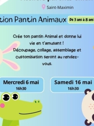 Atelier parents-enfants : Création pantin animal - (enfants 3 ans - 8 ans)