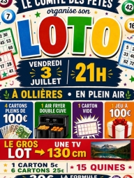 Loto en plein air – Ollières | Bons d'achats & TV 130 cm
