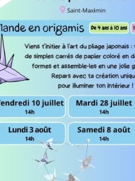 Atelier origami parent/enfant – St-Maximin-la-Sainte-Baume