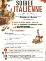 Repas italien – Soirée gourmande, conviviale à Saint-Maximin