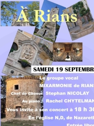 Journée du Patrimoine – Concert Mixarmonie à Rians