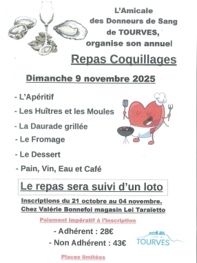 Repas - L'amicale des donneurs de sang de Tourves