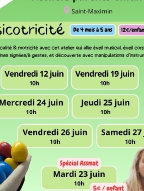 Atelier parent/enfant : Musicotricité -  (enfants 4 mois à 5 ans)
